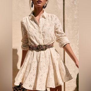 Sezane Long Sleeved Sol Dress in Ecru